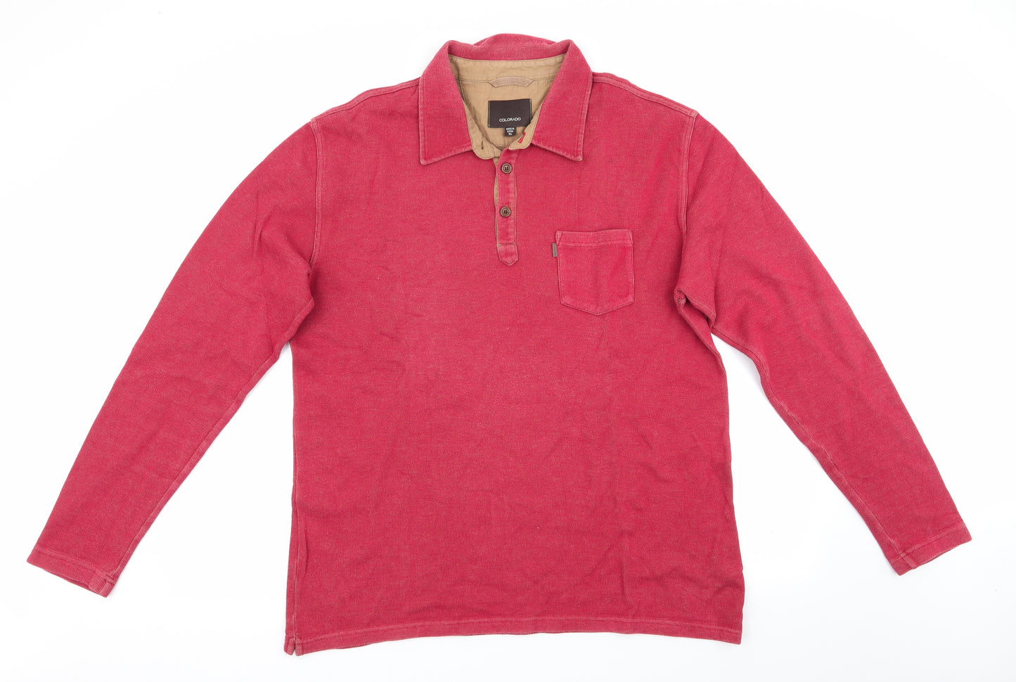 Colorado Mens Red Collared  Cotton Pullover Jumper Size XL   - Red Gold Colour