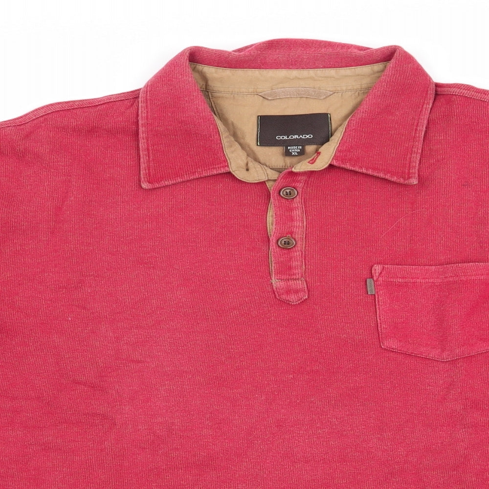 Colorado Mens Red Collared  Cotton Pullover Jumper Size XL   - Red Gold Colour