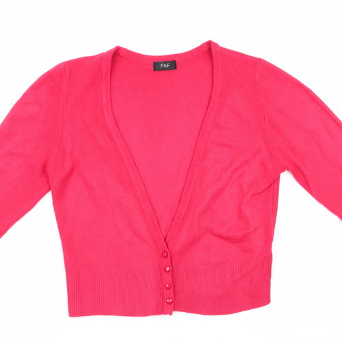 Florence and Fred Womens Red V-Neck  Acrylic Cardigan Jumper Size 12   - Deep V Front