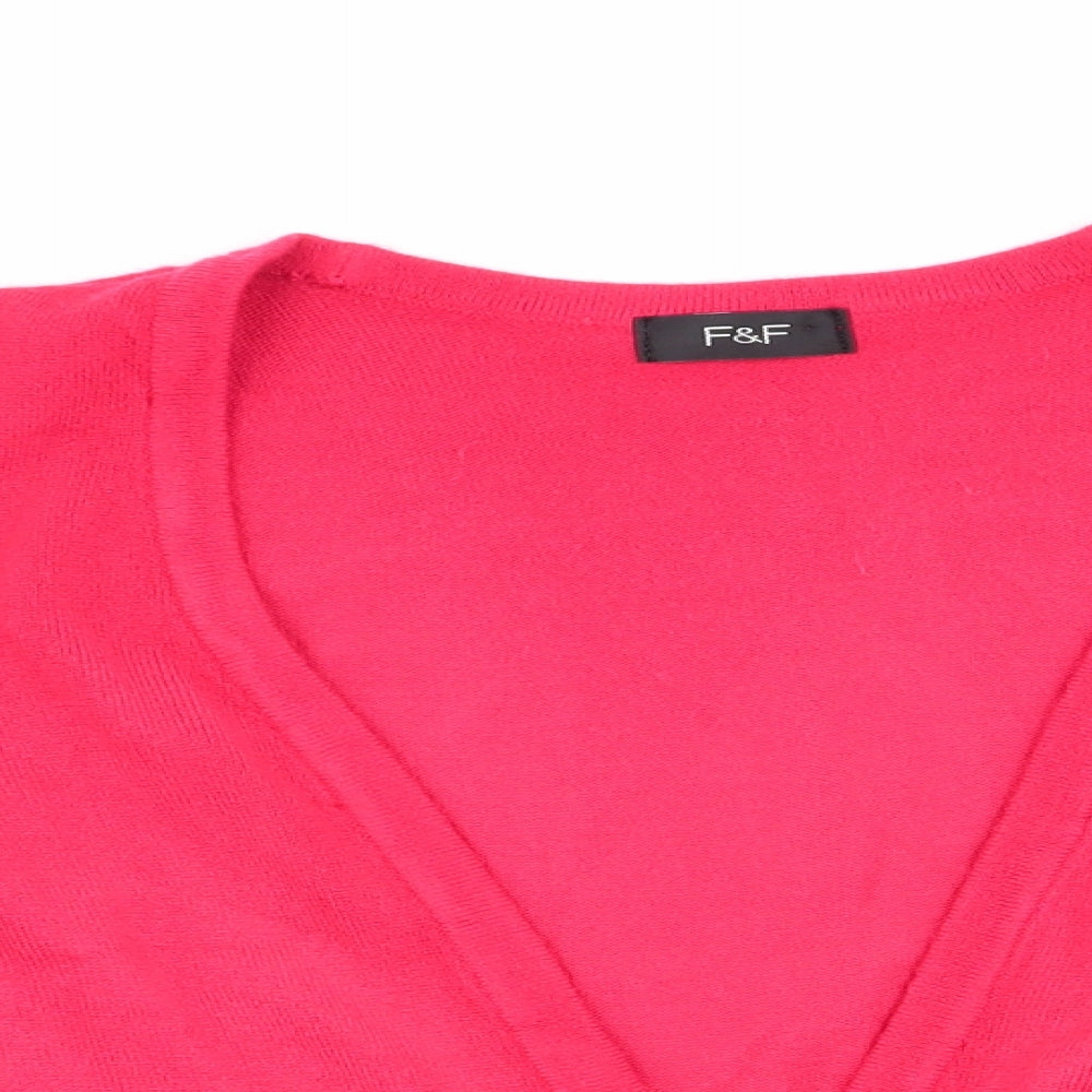 Florence and Fred Womens Red V-Neck  Acrylic Cardigan Jumper Size 12   - Deep V Front