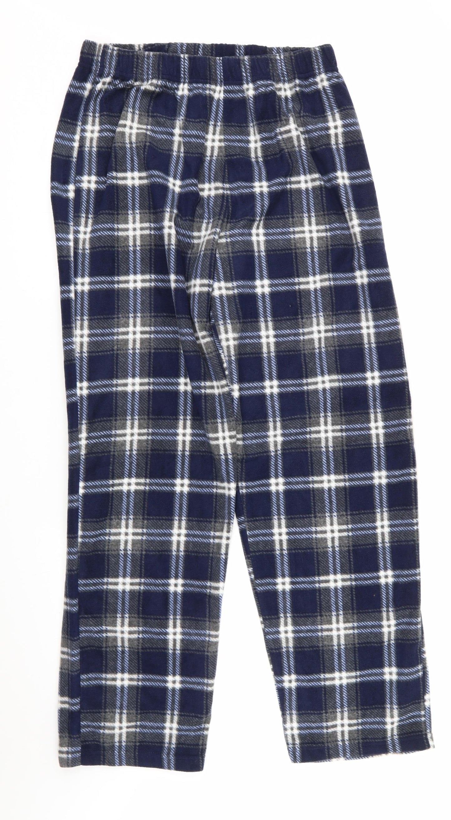 Florence and Fred Mens Blue Check Polyester  Pyjama Pants Size M   - Soft Feel Blue Grey White check
