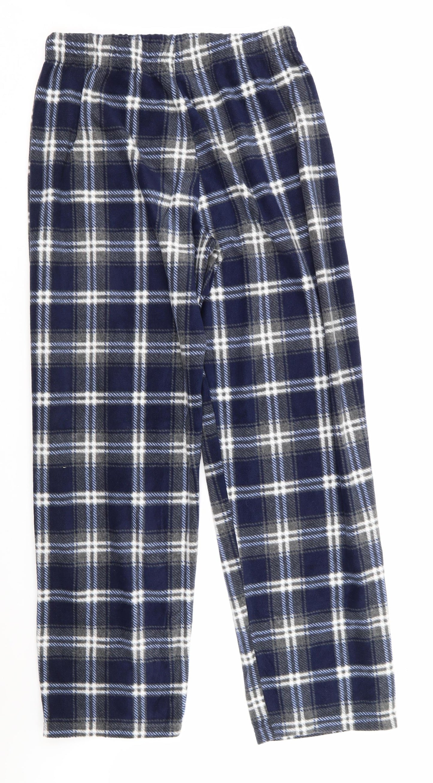 Florence and Fred Mens Blue Check Polyester  Pyjama Pants Size M   - Soft Feel Blue Grey White check