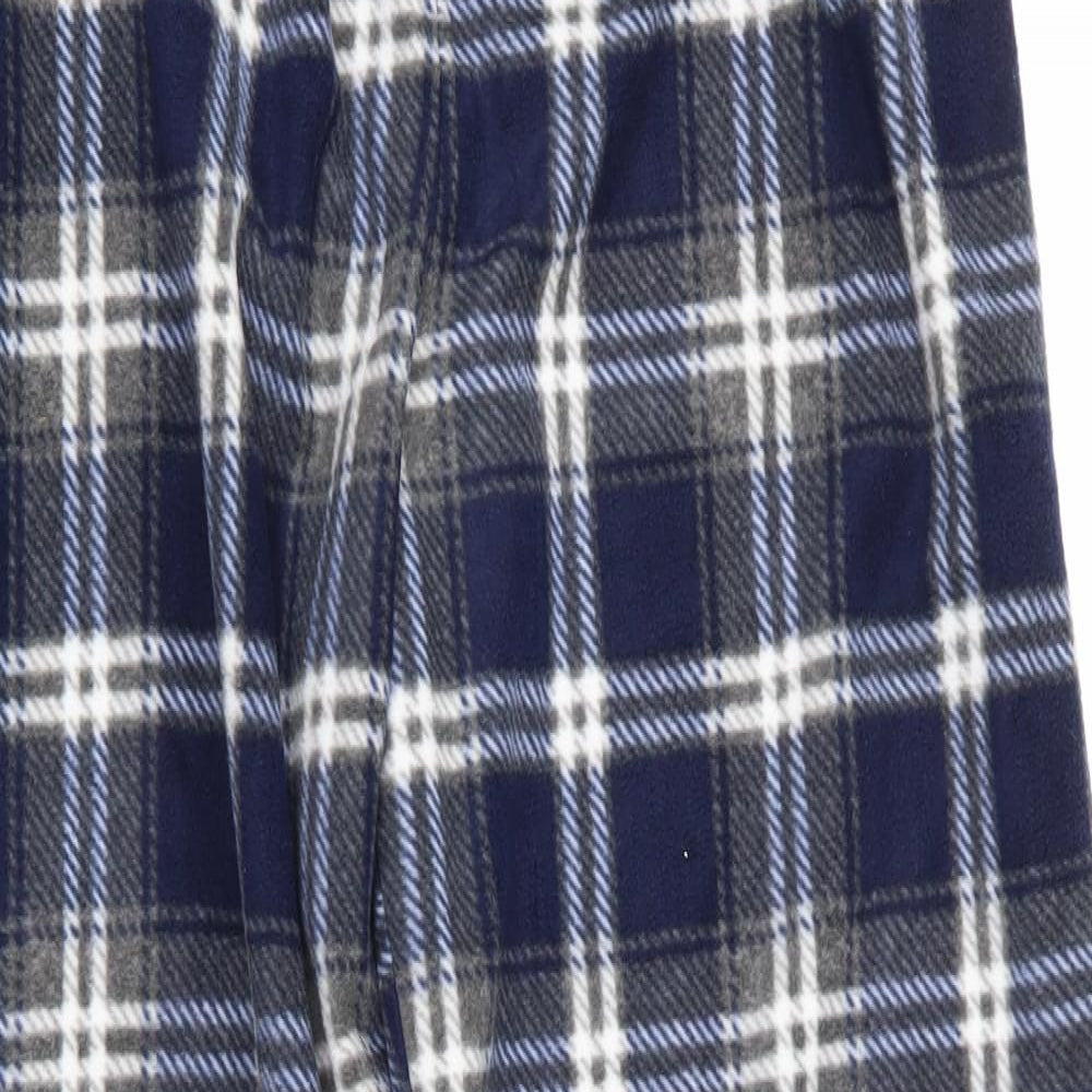 Florence and Fred Mens Blue Check Polyester  Pyjama Pants Size M   - Soft Feel Blue Grey White check