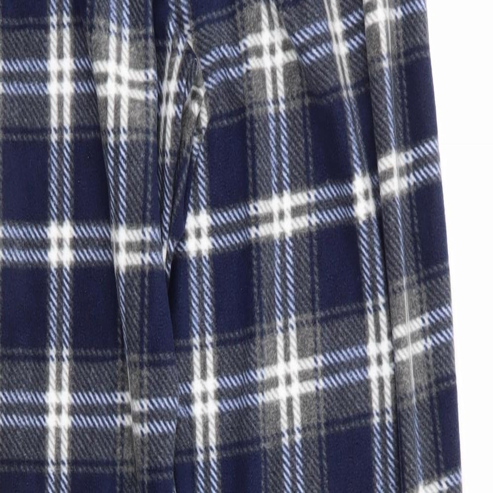 Florence and Fred Mens Blue Check Polyester  Pyjama Pants Size M   - Soft Feel Blue Grey White check