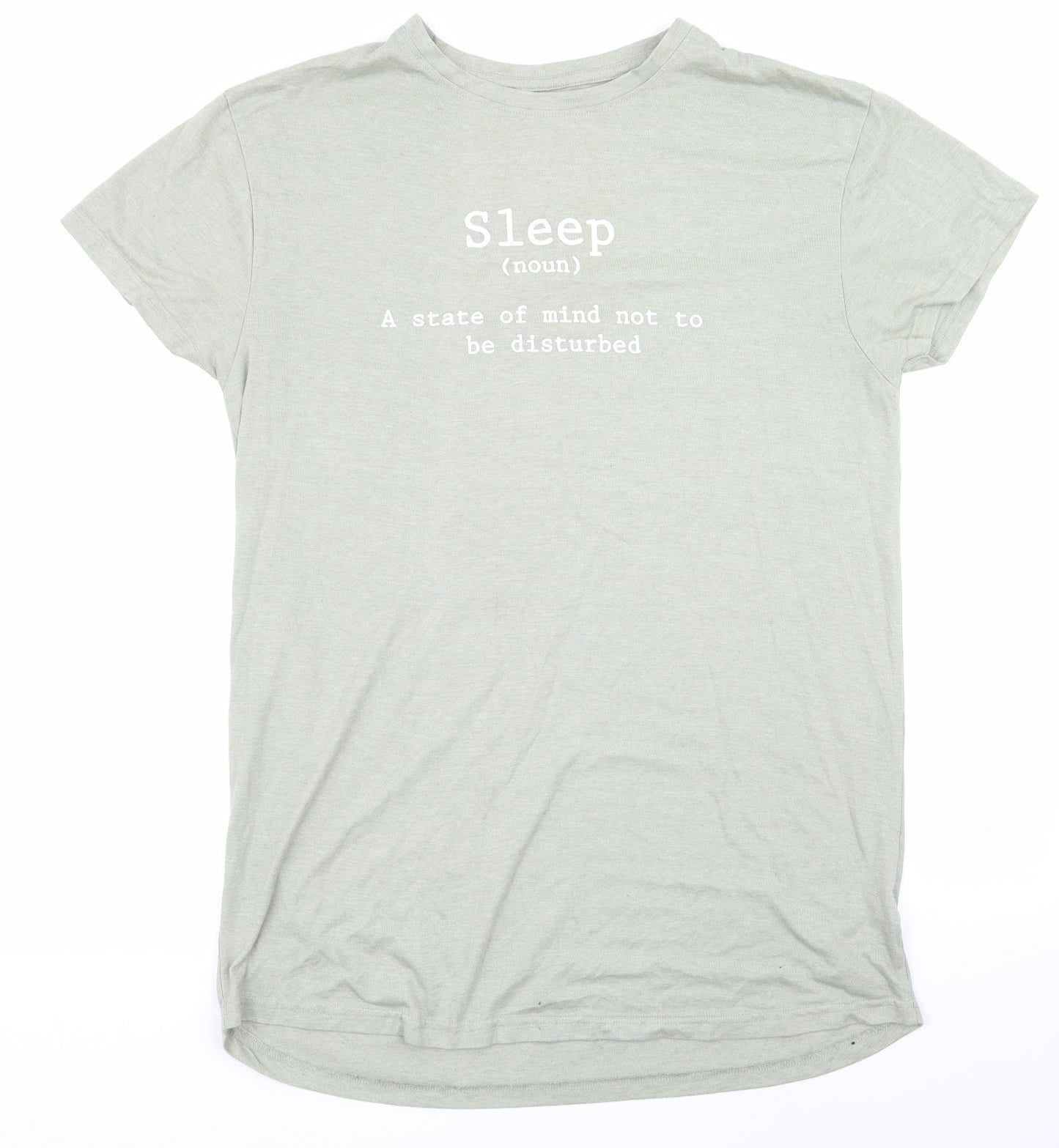 Primark Womens Green Solid Polyester  Dress Size 6   - Pale Green - Sleep A state of mind not to be disturbed