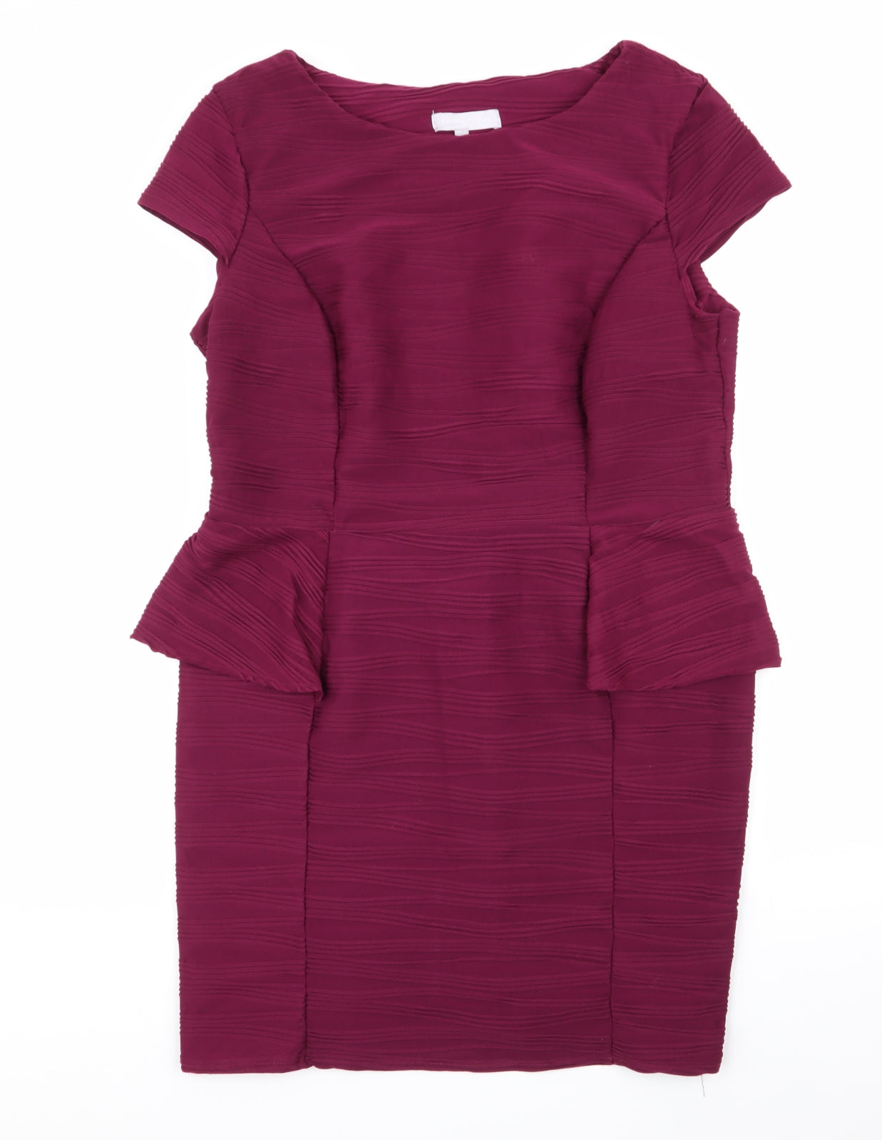 Red Herring Womens Purple  Polyester A-Line  Size 16 Round Neck  - Ripple effect texture Unlined