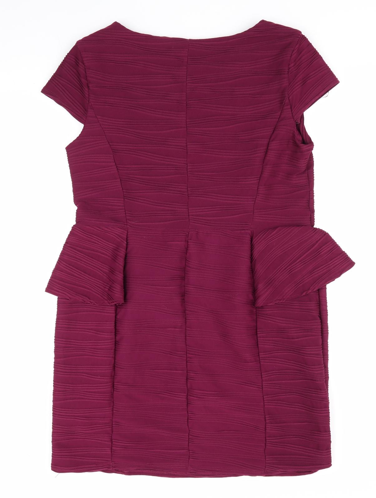 Red Herring Womens Purple  Polyester A-Line  Size 16 Round Neck  - Ripple effect texture Unlined