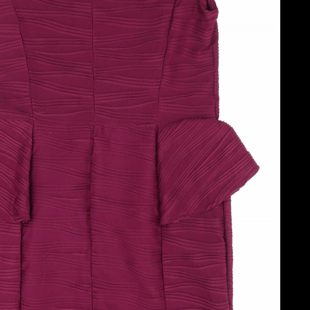 Red Herring Womens Purple  Polyester A-Line  Size 16 Round Neck  - Ripple effect texture Unlined