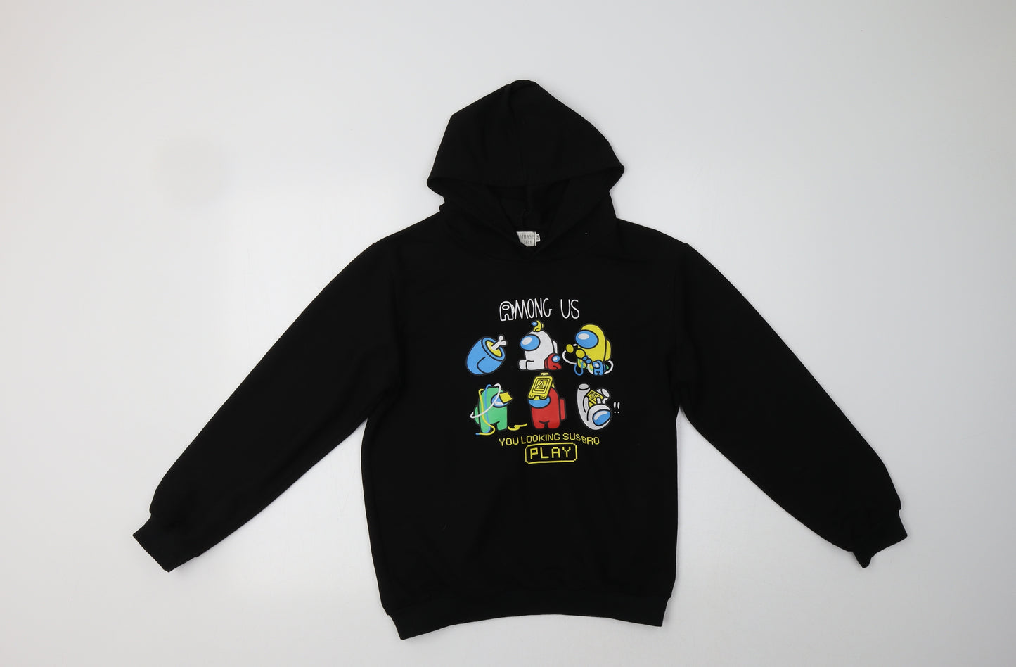 Thombase Boys Black  Cotton Pullover Hoodie Size 13-14 Years   - Gaming
