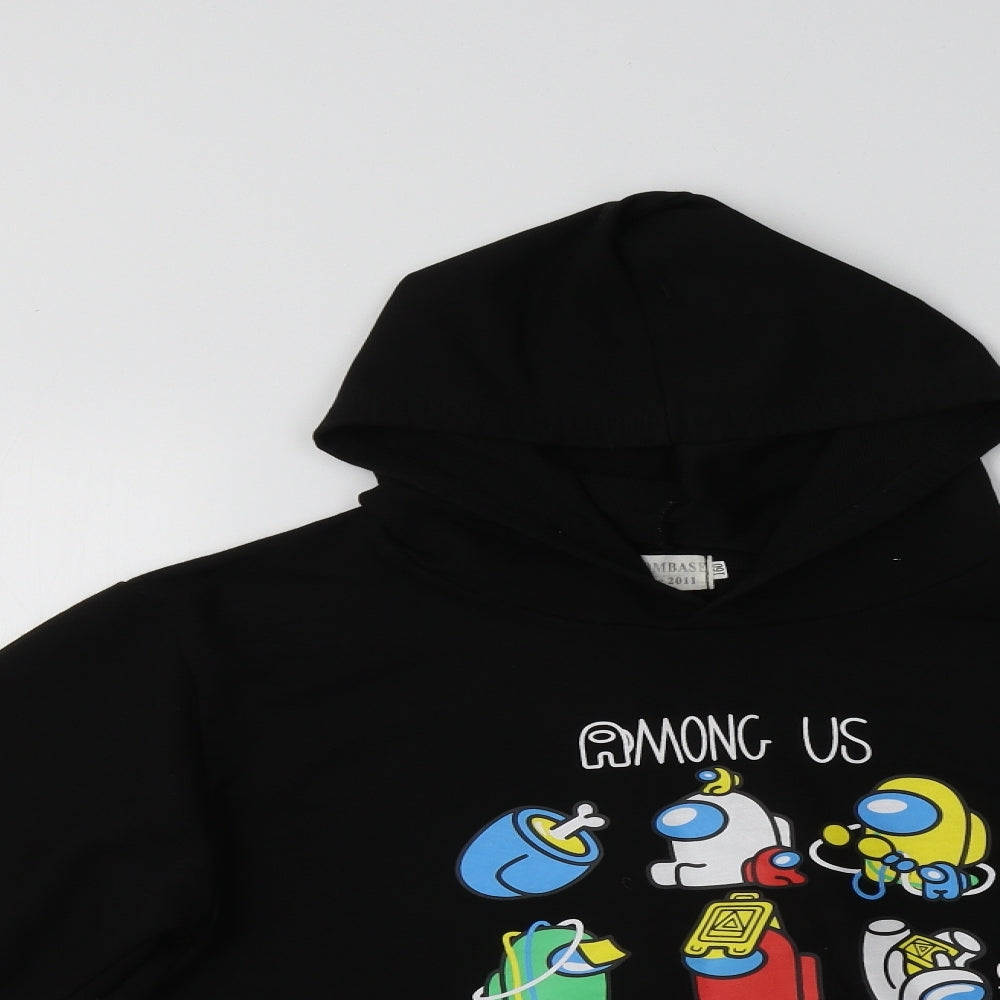 Thombase Boys Black  Cotton Pullover Hoodie Size 13-14 Years   - Gaming