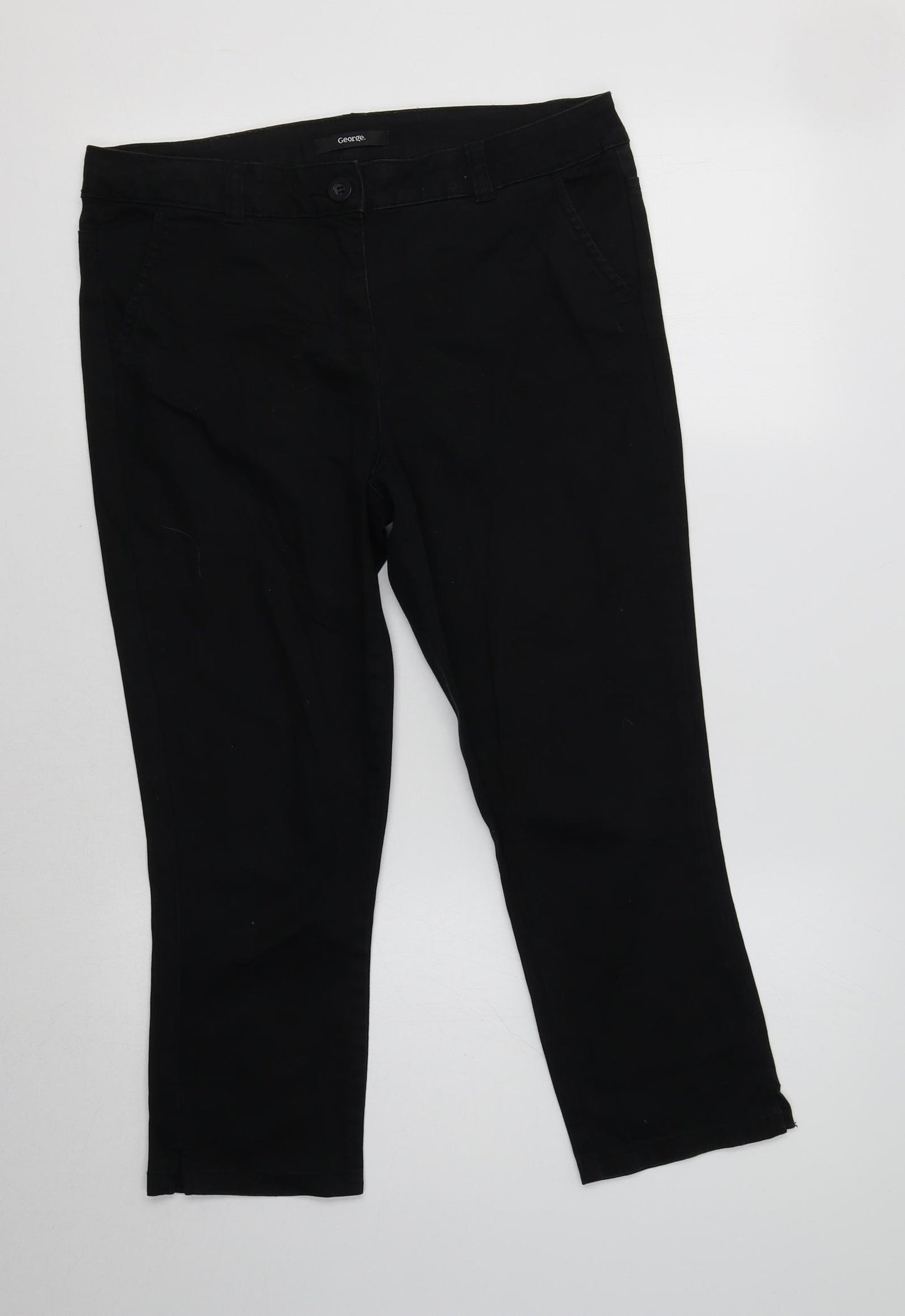 George Womens Black  Cotton Cropped Jeans Size 10 L22 in Regular