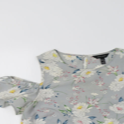 New Look Womens Grey Floral Polyester Basic Blouse Size 10