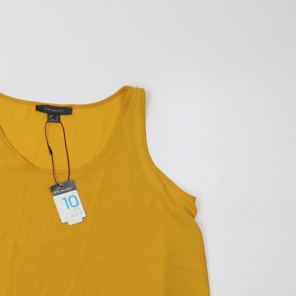 Primark Womens Yellow  Polyester Basic Tank Size 10