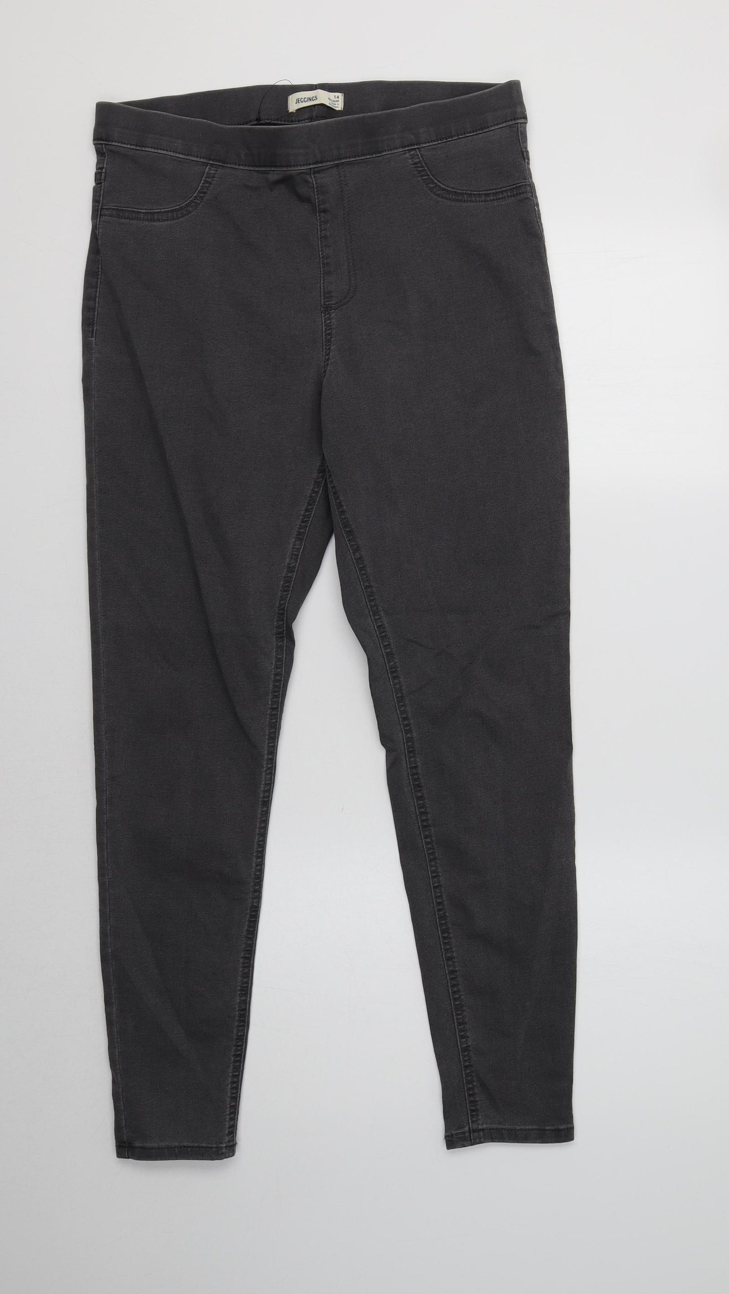 M&S Womens Grey  Cotton Jegging Jeans Size 14 L29 in Regular