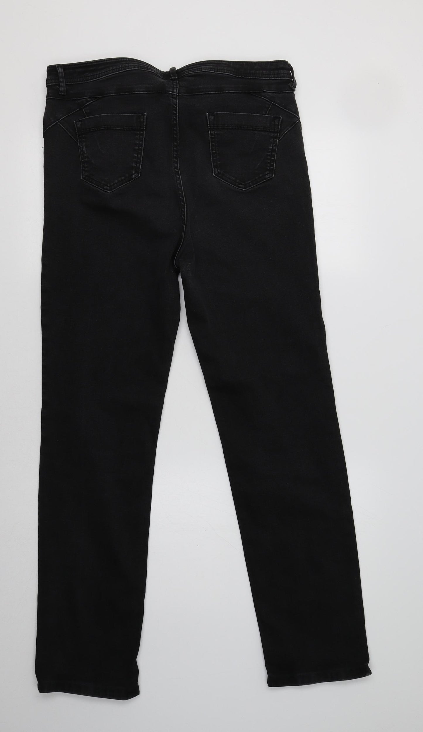 Per Una Womens Black  Cotton Straight Jeans Size 16 L32 in Regular