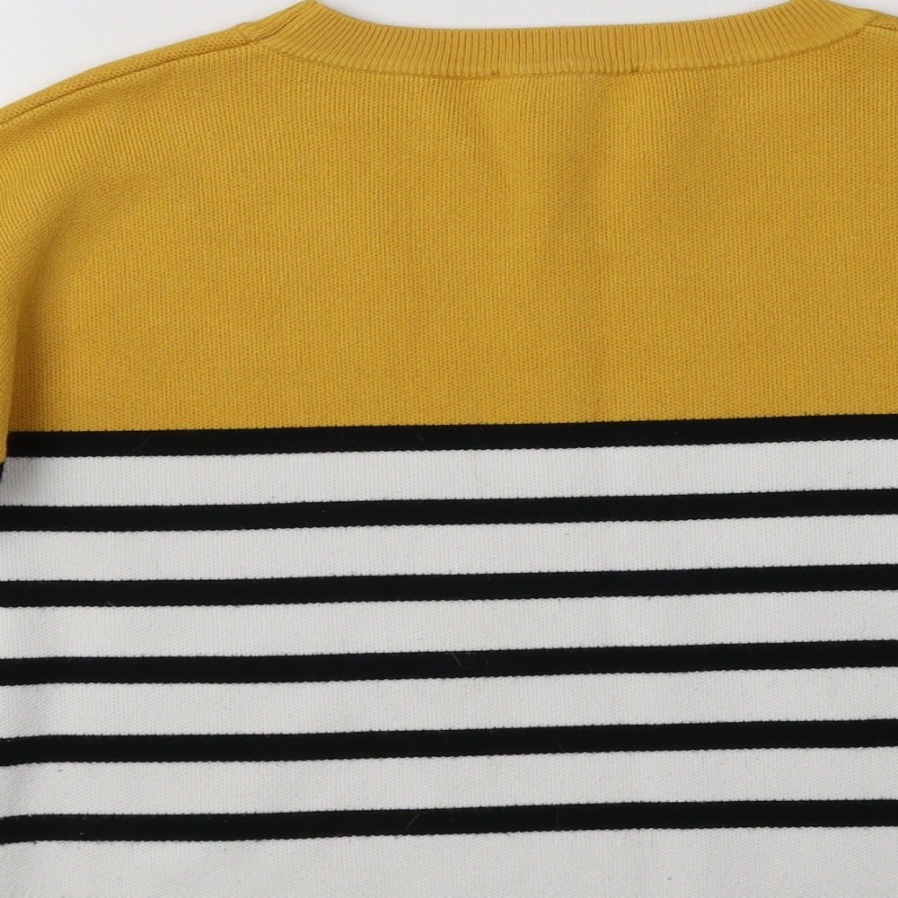 New Look Womens White Crew Neck Striped Viscose Pullover Jumper Size S