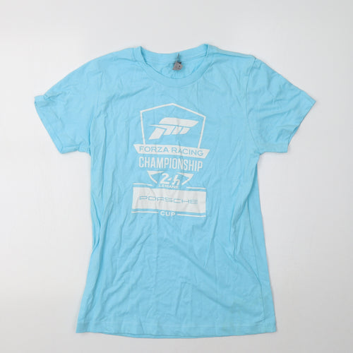 Next Level Womens Blue  Cotton Basic T-Shirt Size M Crew Neck