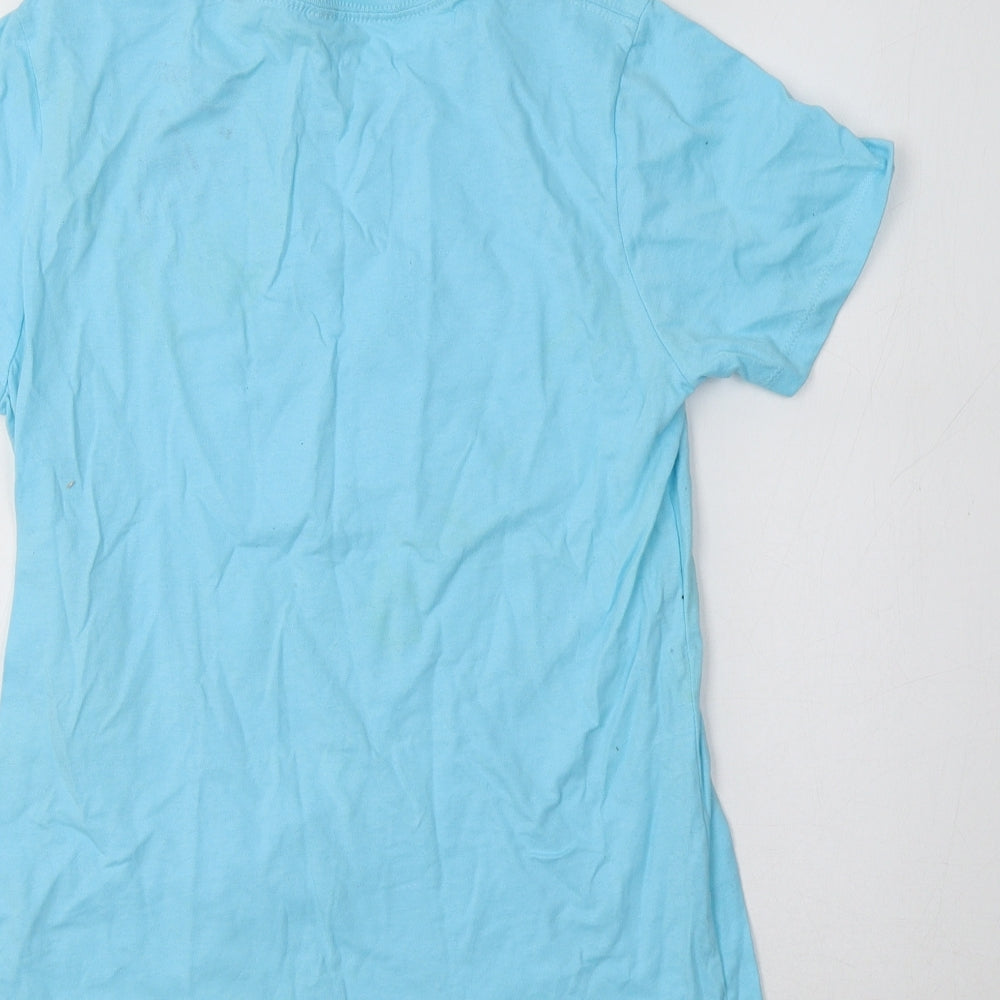 Next Level Womens Blue  Cotton Basic T-Shirt Size M Crew Neck