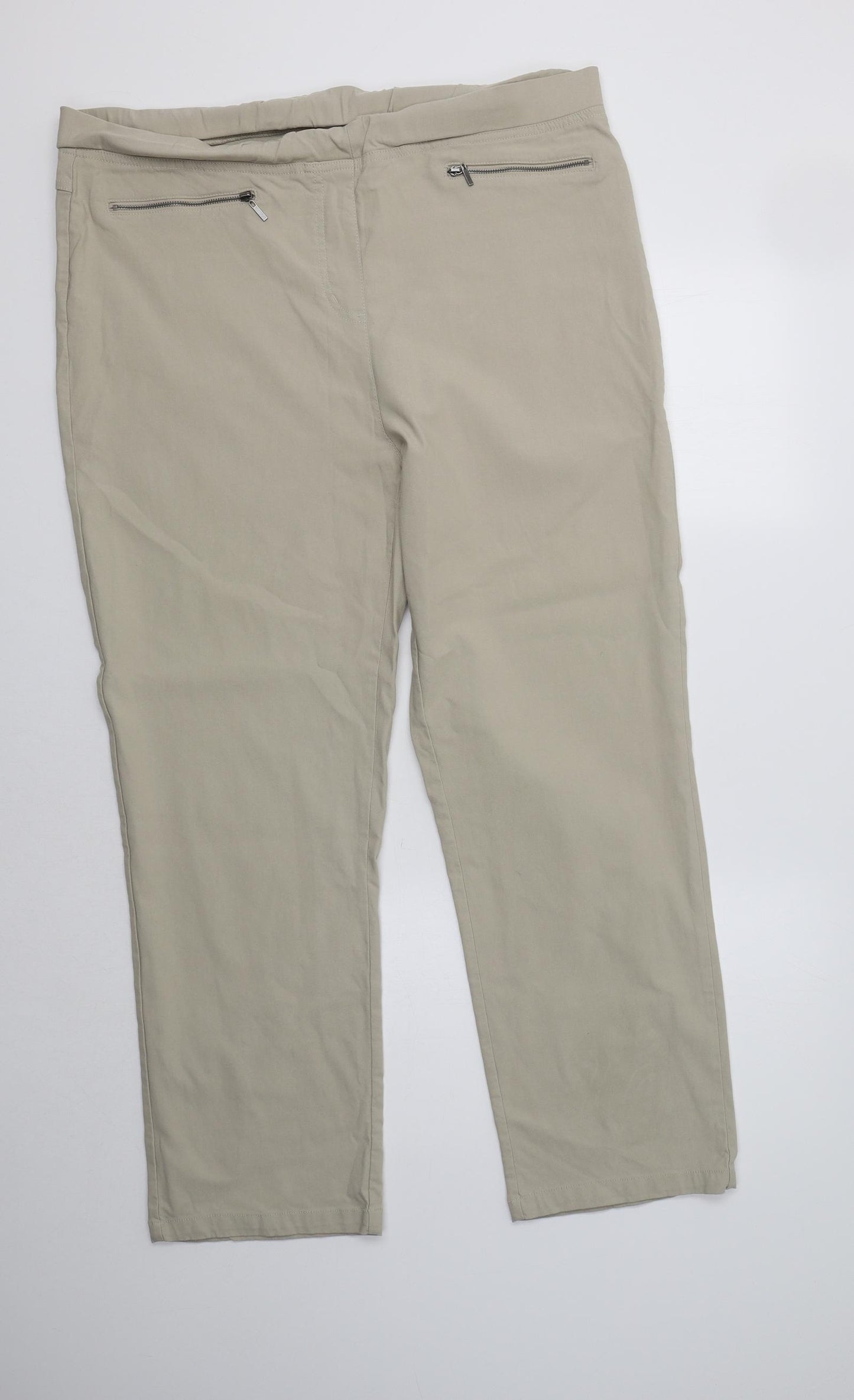 Cotton Traders Womens Beige  Viscose Trousers  Size 22 L29 in Regular