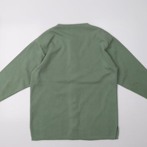 Sarah Dunnway Womens Green Crew Neck Geometric Acrylic Cardigan Jumper Size M