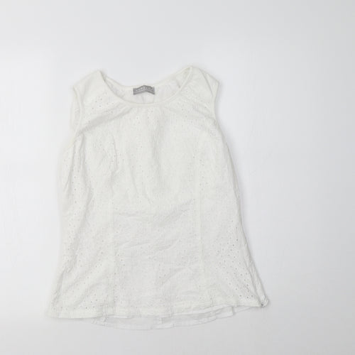 Kapalua Womens White  Cotton Basic Tank Size 10 Scoop Neck