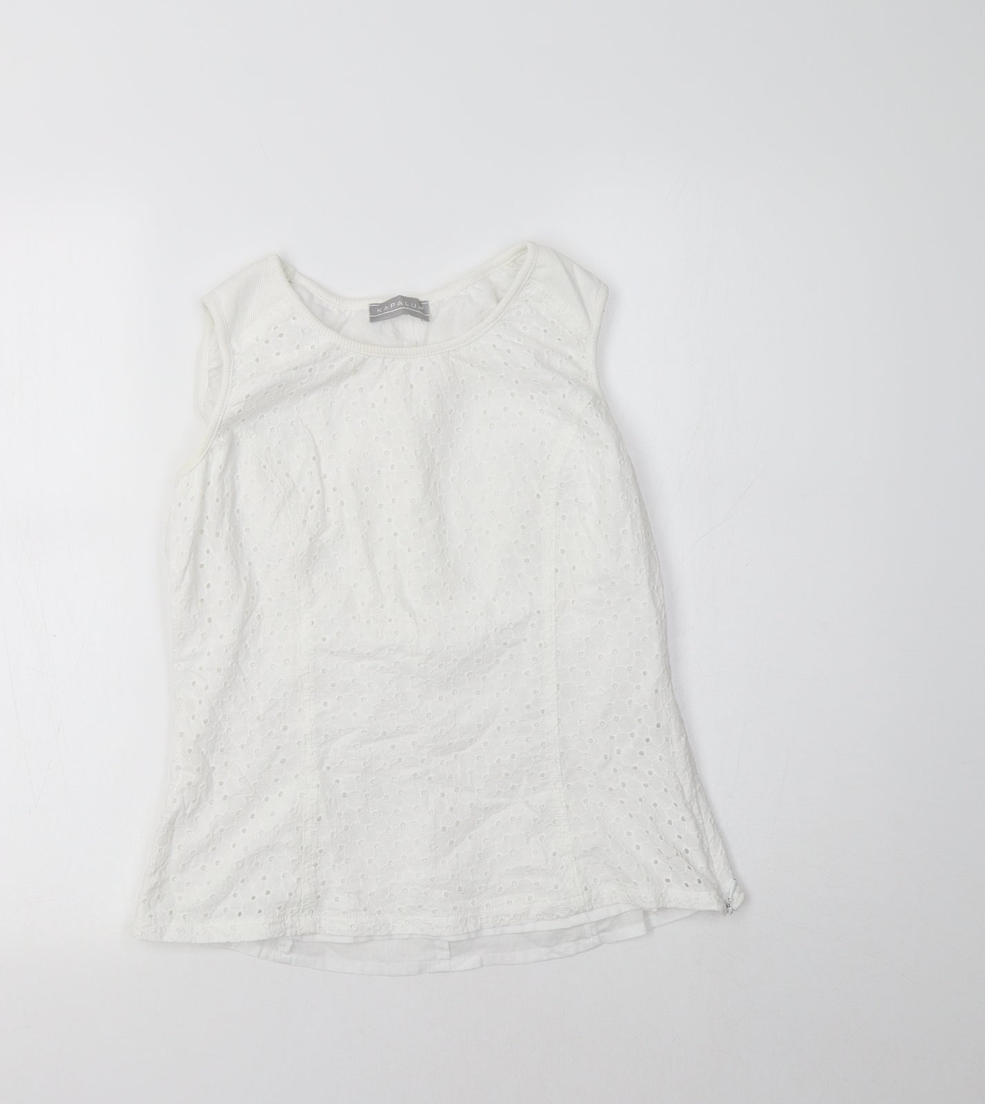 Kapalua Womens White  Cotton Basic Tank Size 10 Scoop Neck