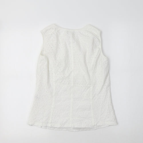 Kapalua Womens White  Cotton Basic Tank Size 10 Scoop Neck