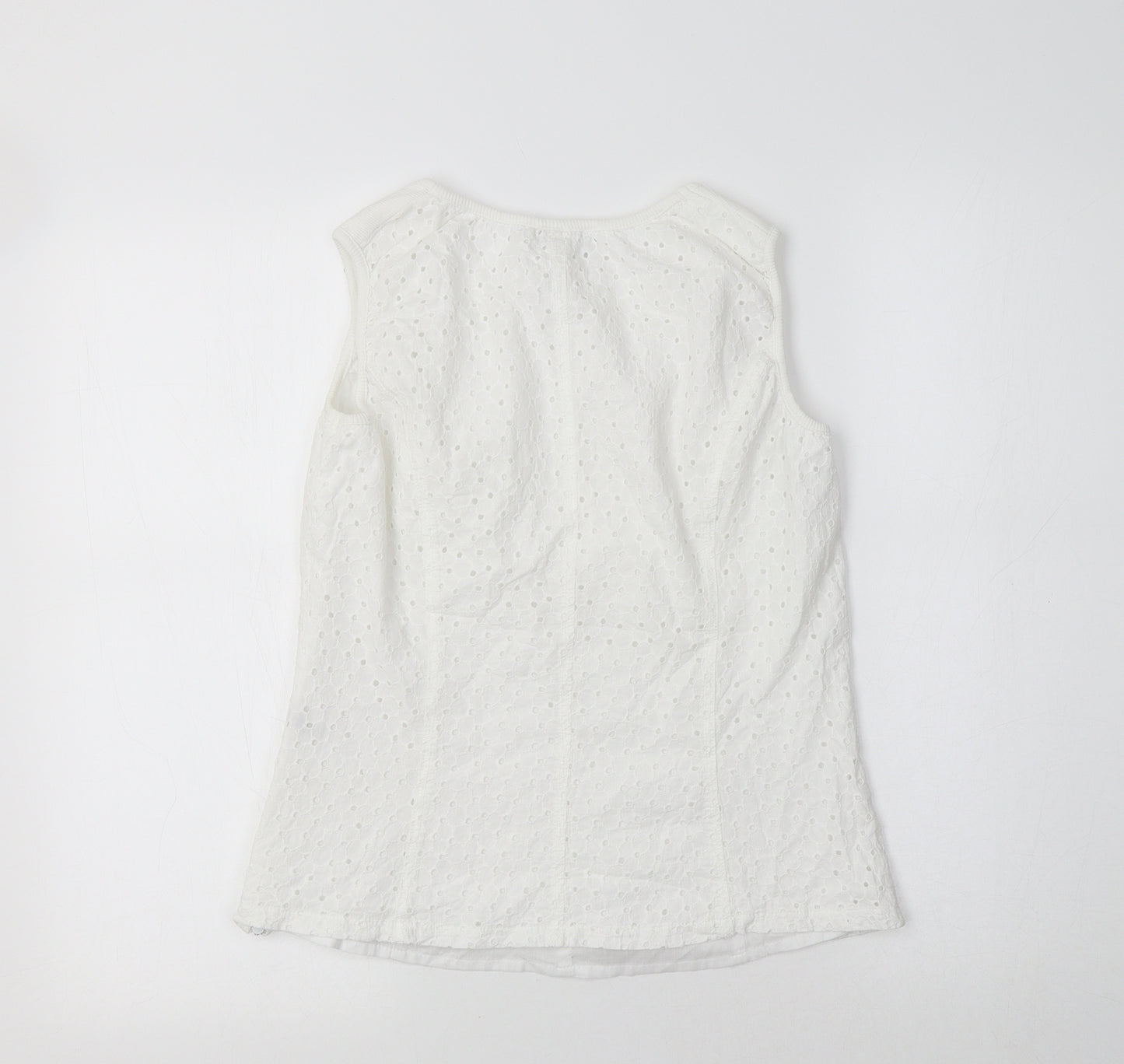 Kapalua Womens White  Cotton Basic Tank Size 10 Scoop Neck