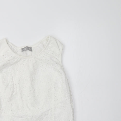 Kapalua Womens White  Cotton Basic Tank Size 10 Scoop Neck