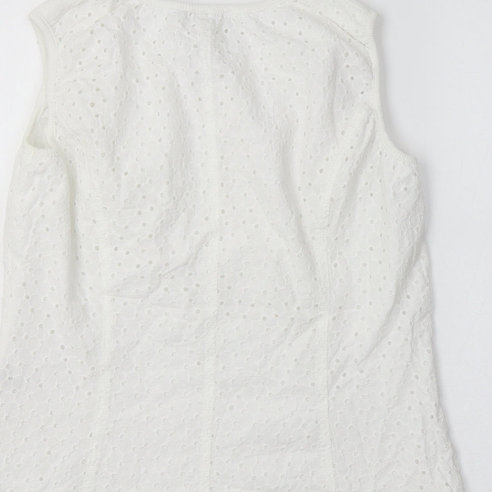 Kapalua Womens White  Cotton Basic Tank Size 10 Scoop Neck