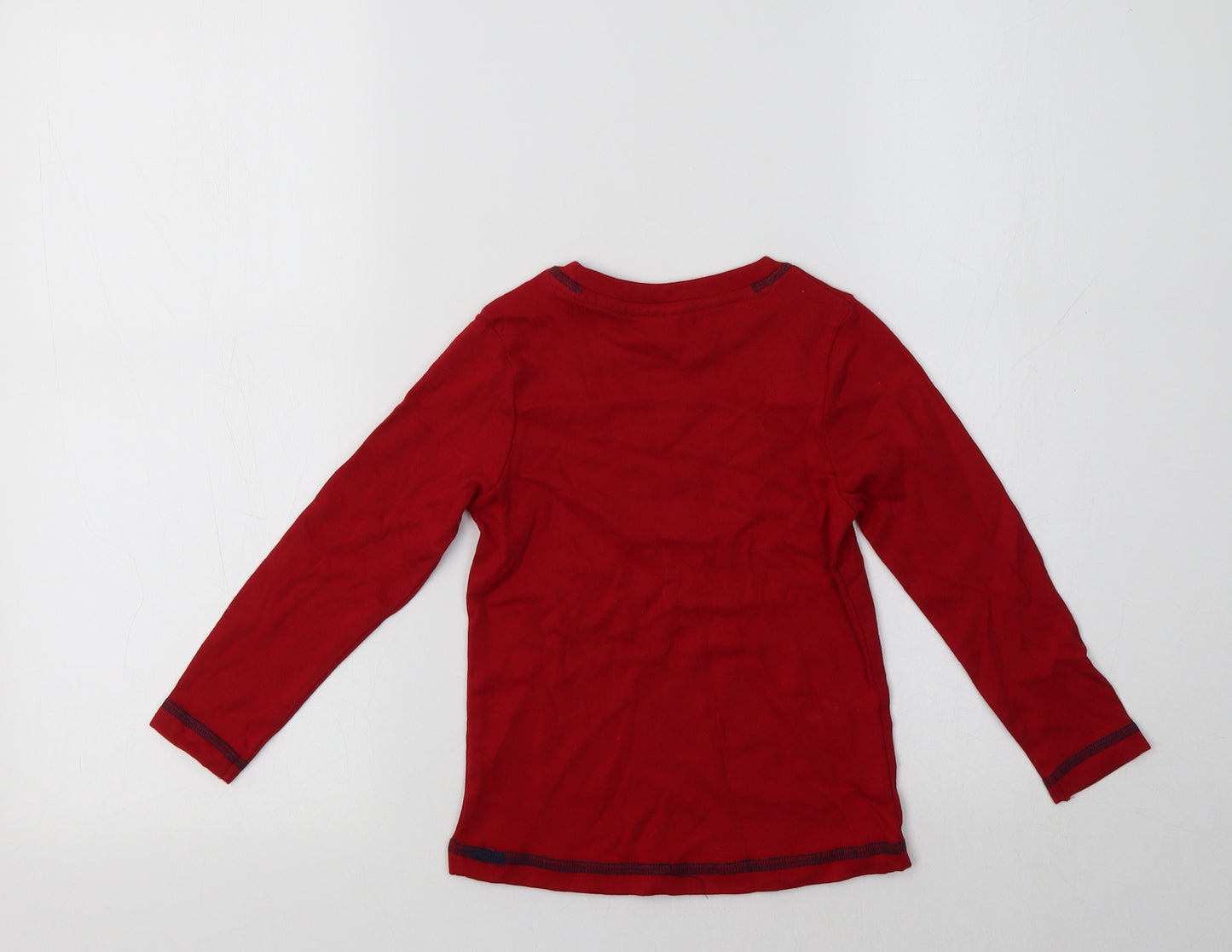 George Boys Red  Cotton Basic T-Shirt Size 3-4 Years Crew Neck  - Merry Vibes