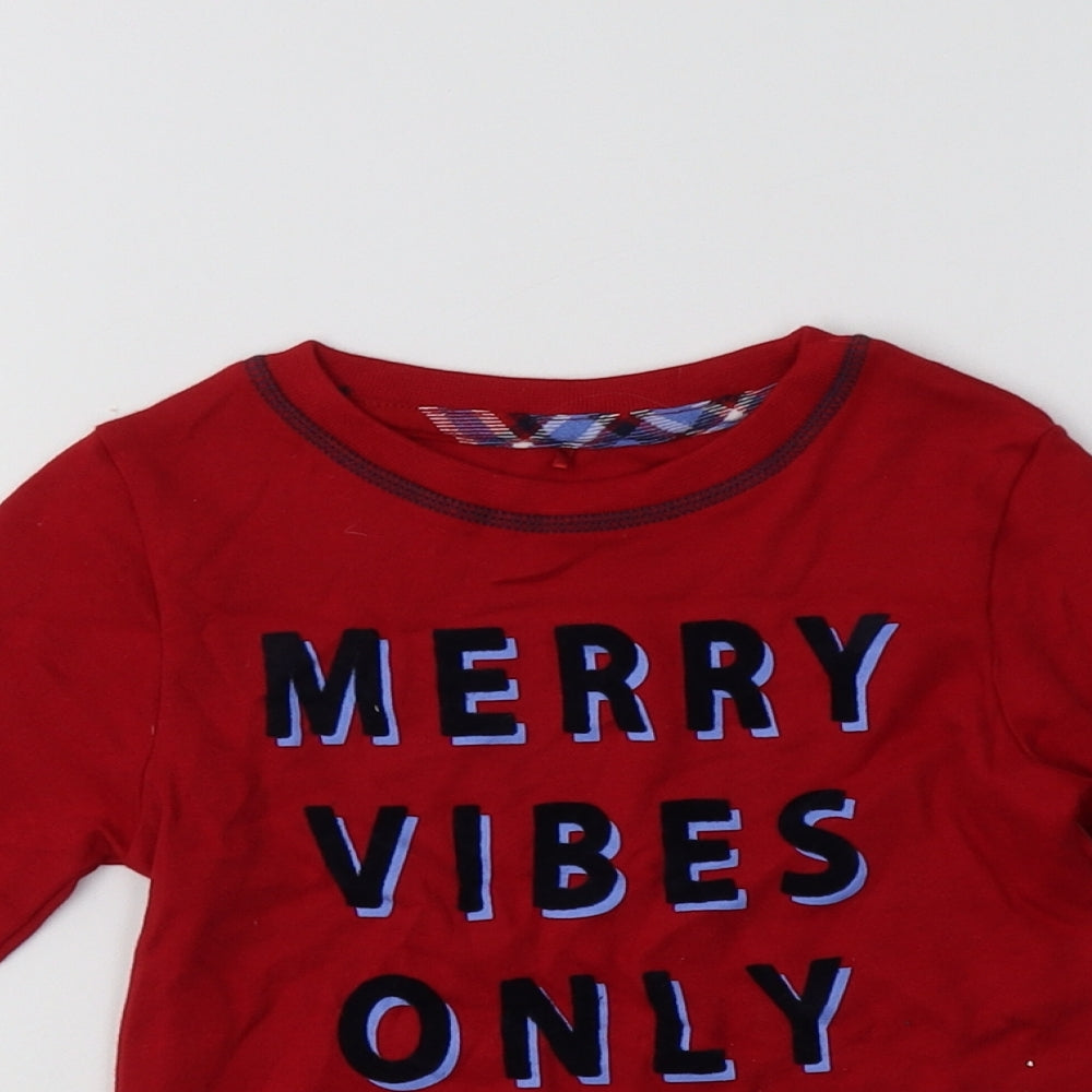 George Boys Red  Cotton Basic T-Shirt Size 3-4 Years Crew Neck  - Merry Vibes