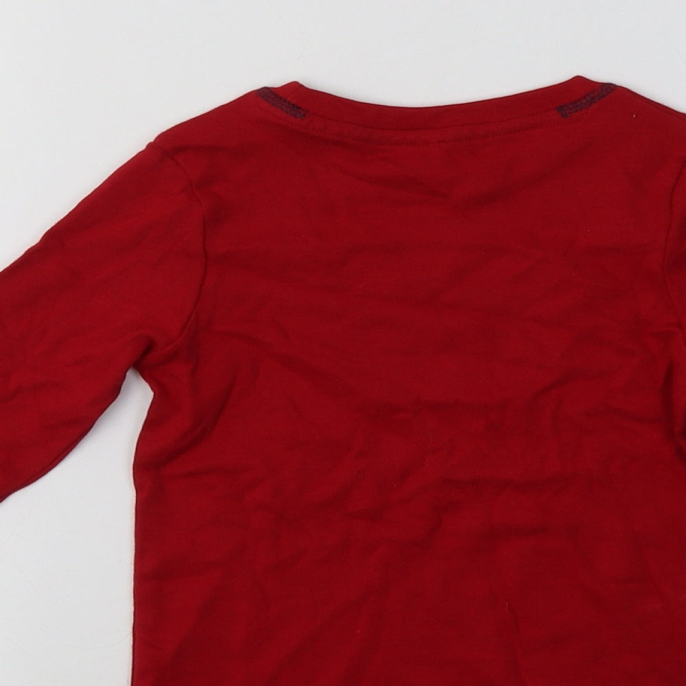 George Boys Red  Cotton Basic T-Shirt Size 3-4 Years Crew Neck  - Merry Vibes