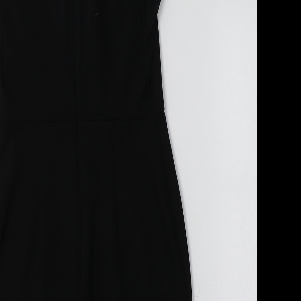 Topshop Womens Black  Viscose Bodycon  Size 6 Crew Neck  - Embellished Collar