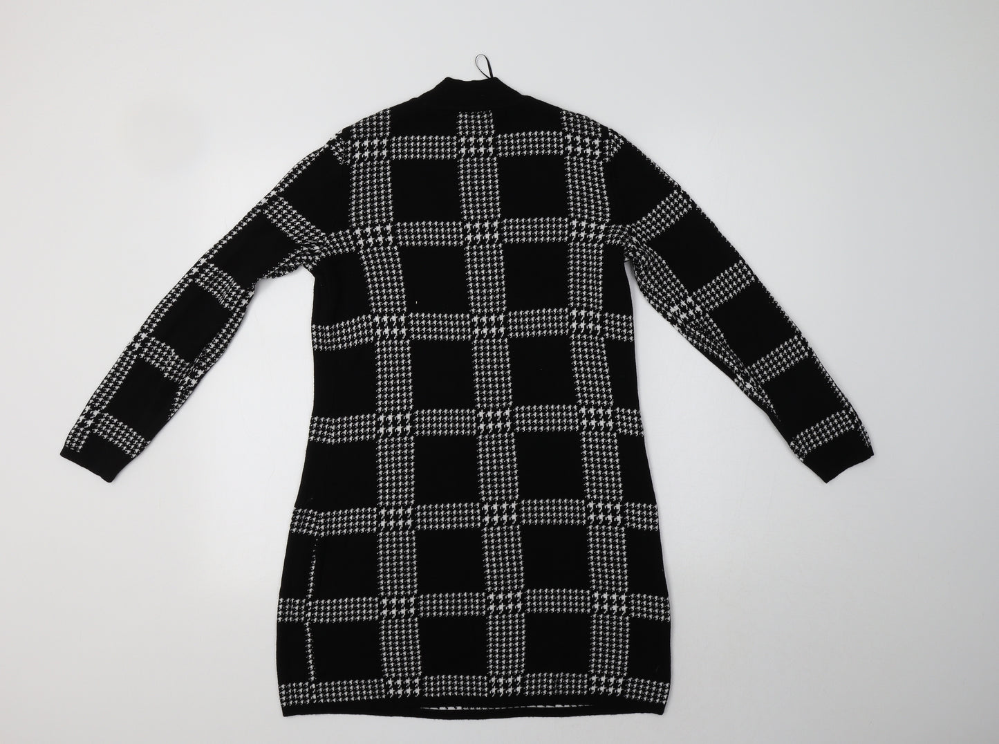 Papaya Womens Black Check Viscose Jumper Dress  Size 16 Mock Neck