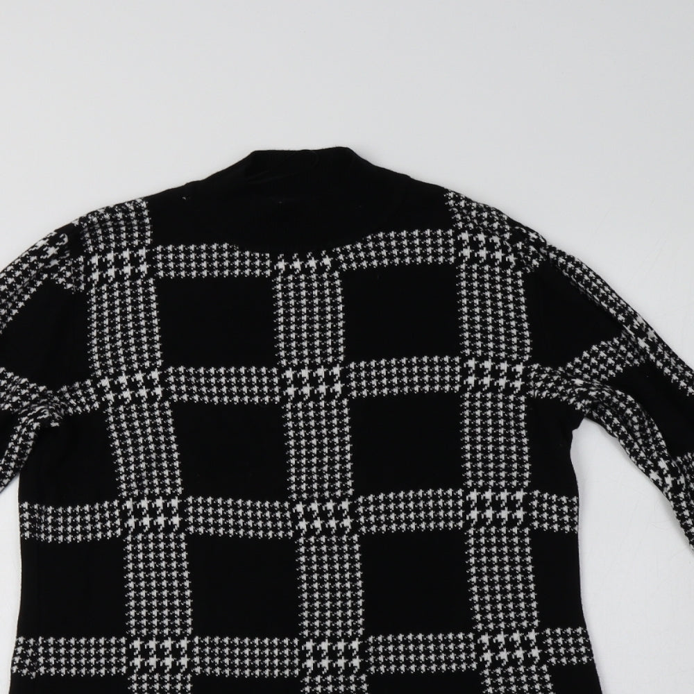 Papaya Womens Black Check Viscose Jumper Dress  Size 16 Mock Neck