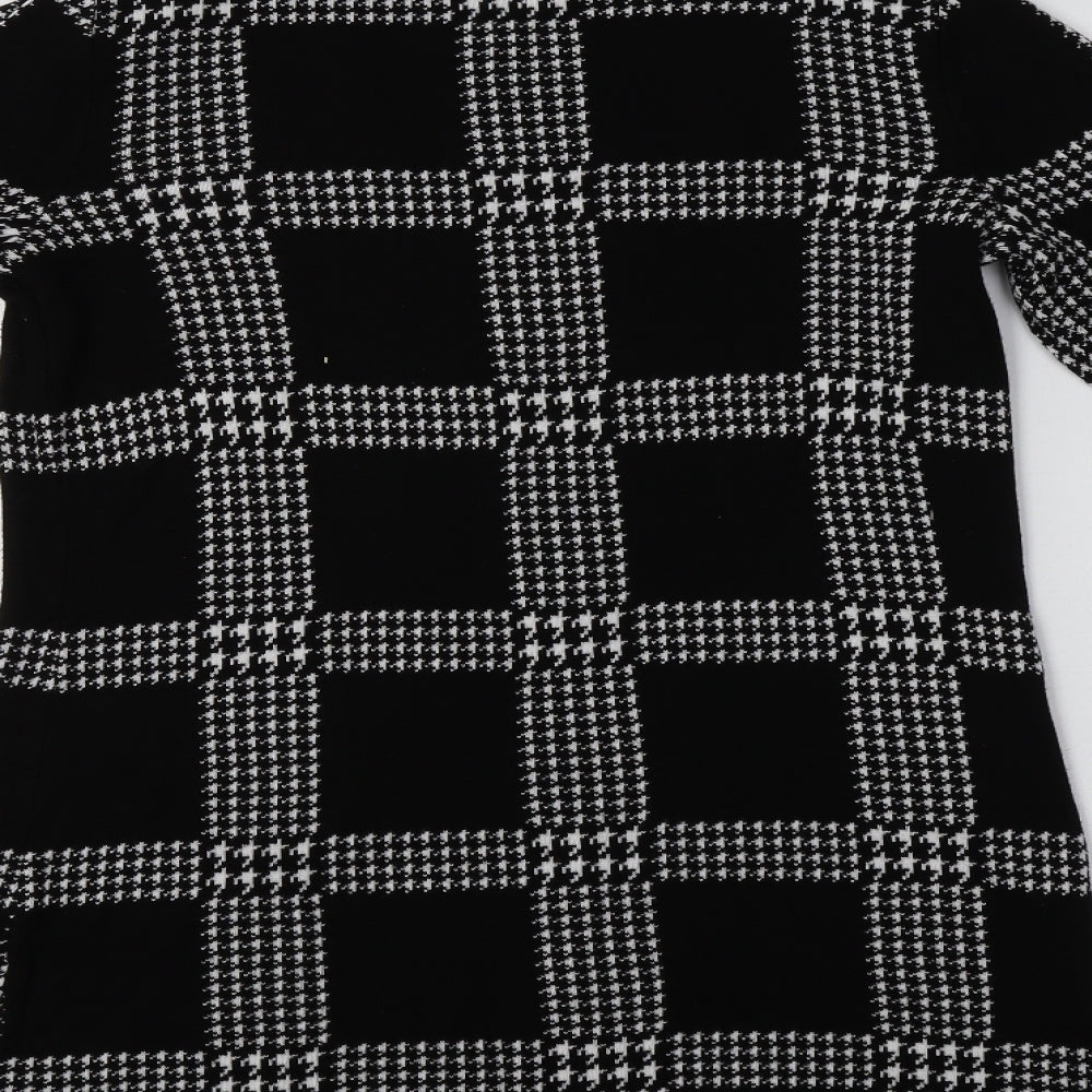 Papaya Womens Black Check Viscose Jumper Dress  Size 16 Mock Neck