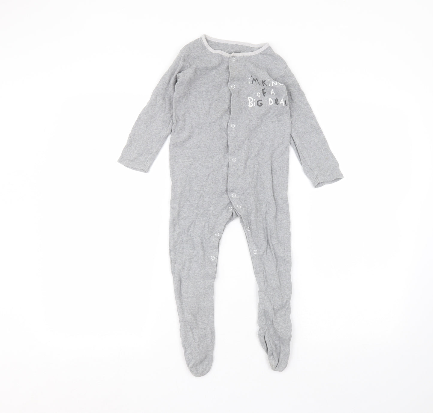 Marks and Spencer Baby Grey  Cotton Coverall One-Piece Size 18-24 Months