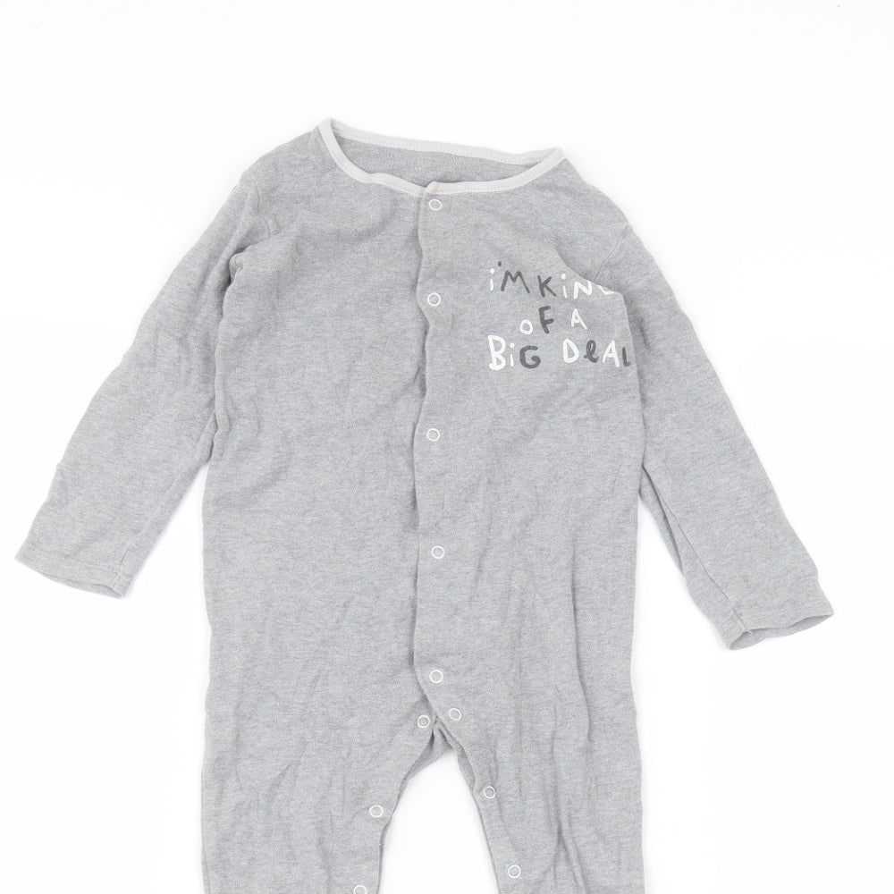 Marks and Spencer Baby Grey  Cotton Coverall One-Piece Size 18-24 Months