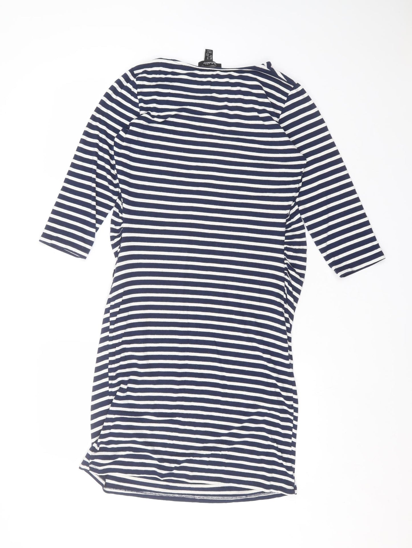 New Look Womens Blue Striped Viscose Basic T-Shirt Size 12