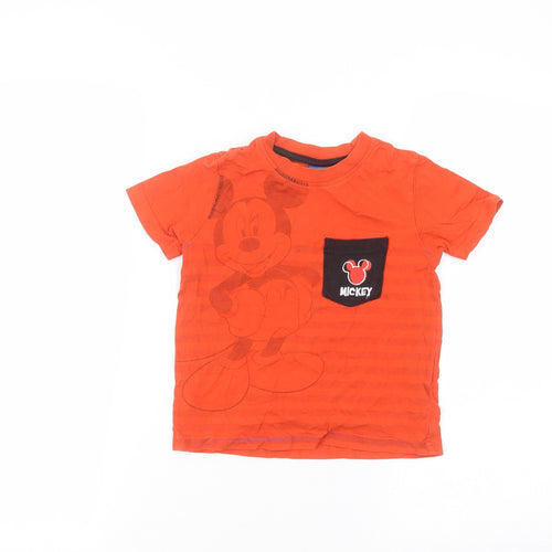 George Boys Orange  Cotton Basic T-Shirt Size 2-3 Years