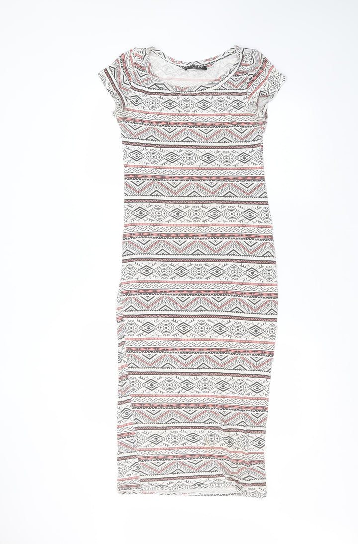 Select Womens White Viscose T-Shirt Dress Size 8