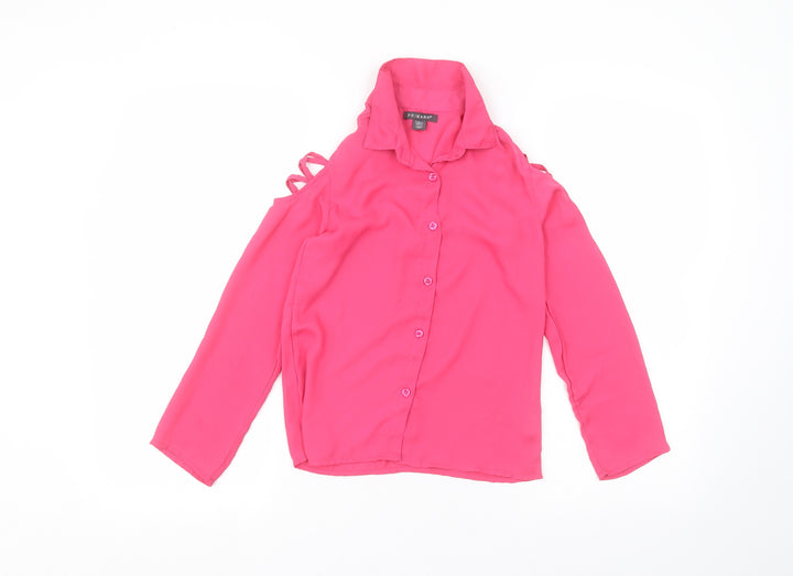 Primark Girls Pink  Polyester Basic Button-Up Size 9-10 Years