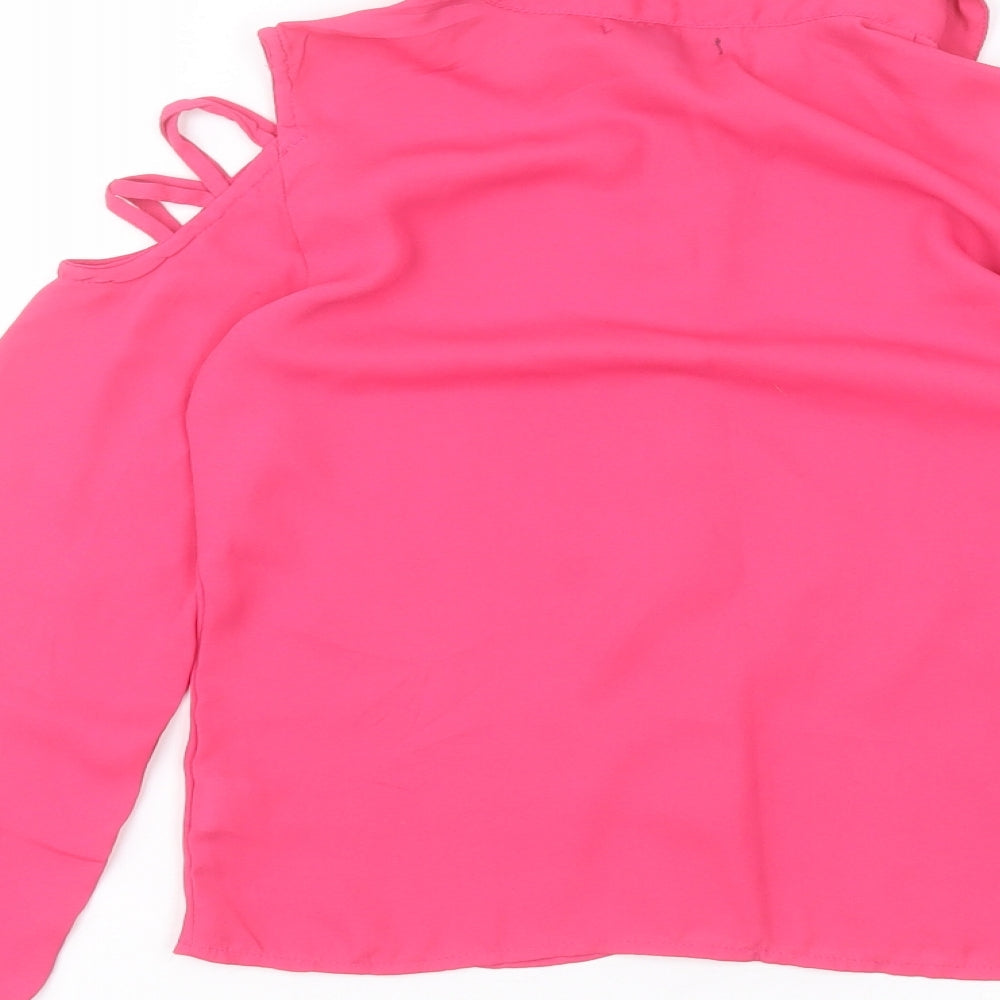 Primark Girls Pink  Polyester Basic Button-Up Size 9-10 Years