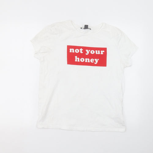 Primark Womens White  Cotton Basic T-Shirt Size 10