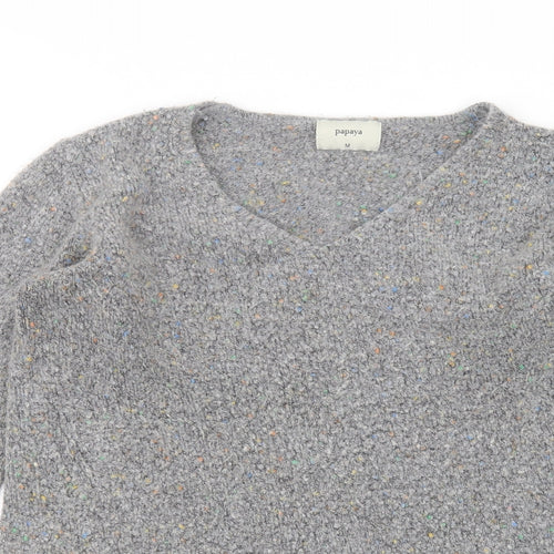 Matalan Womens Grey V-Neck  Acrylic Pullover Jumper Size M