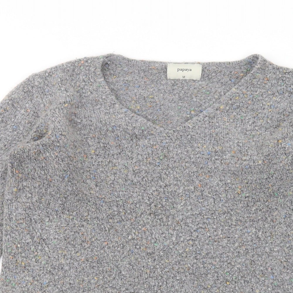 Matalan Womens Grey V-Neck  Acrylic Pullover Jumper Size M