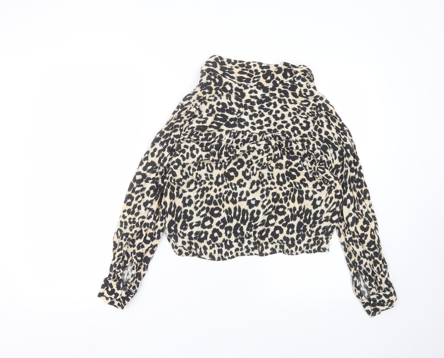 Topshop Womens Brown Animal Print Viscose Basic Button-Up Size 10