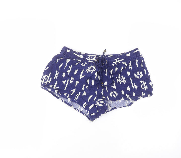 FOREVER 21 Womens Blue Linen Hot Pants Shorts Size M Regular