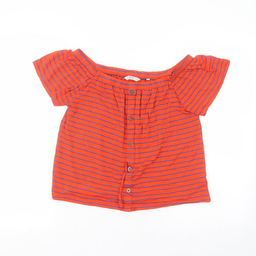 NEXT Womens Red Striped Viscose Basic T-Shirt Size 8